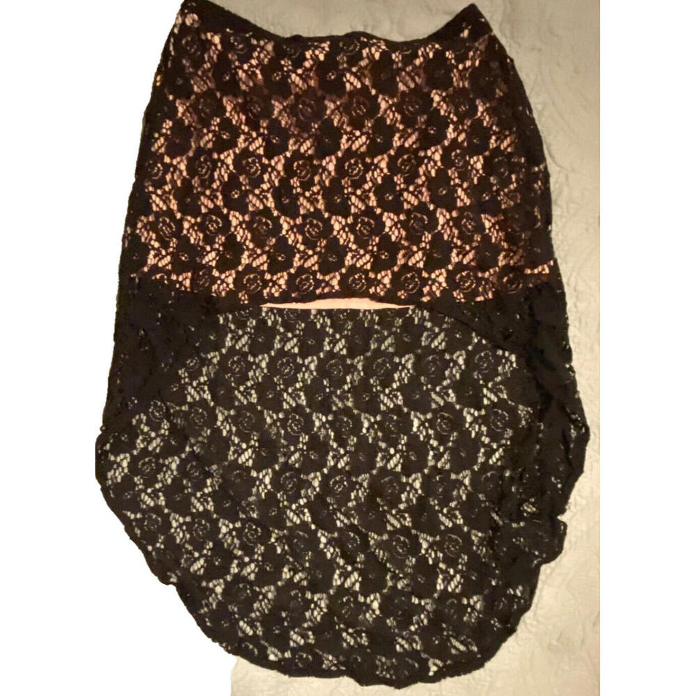 Vintage Volcom Women's Black Lace Low Hi Cut Skirt Size Large